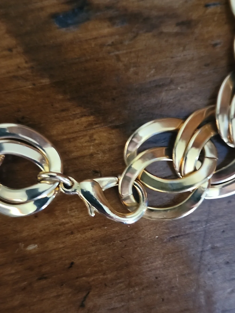 Gold Tone Chunky Link Necklace -18 Inches